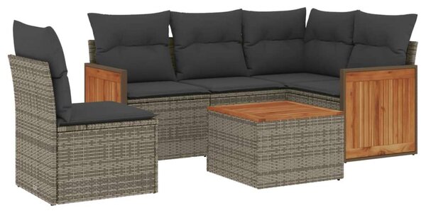 VidaXL Polyrattan Kerti Ülőgarnitúra - 6 részes - Szürke