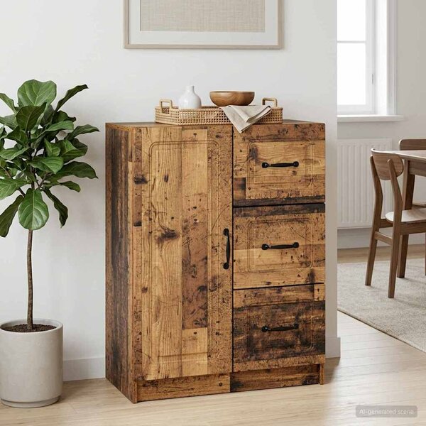 VidaXL Széf fiókkal Antik Fa 66 x 34,5 x 87 cm Szerelt Fa