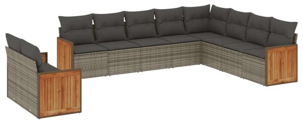 VidaXL Polyrattan Kerti Ülőgarnitúra - 10 részes - Szürke
