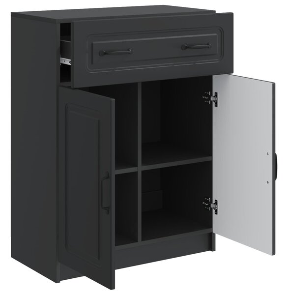 VidaXL Széf fiókkal Fekete 66 x 34,5 x 87 cm Szerelt Fa