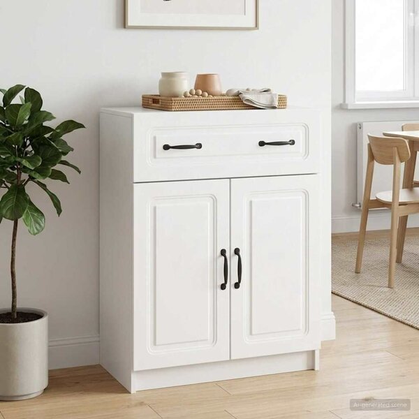 VidaXL Széf fiókkal Magasfényű Fehér 66 x 34,5 x 87 cm Szerelt Fa