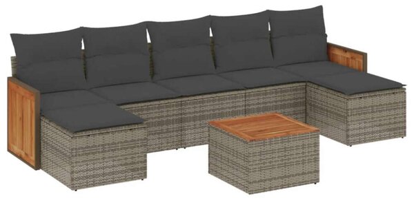 VidaXL Polyrattan Kerti Ülőgarnitúra - 8 részes - Szürke