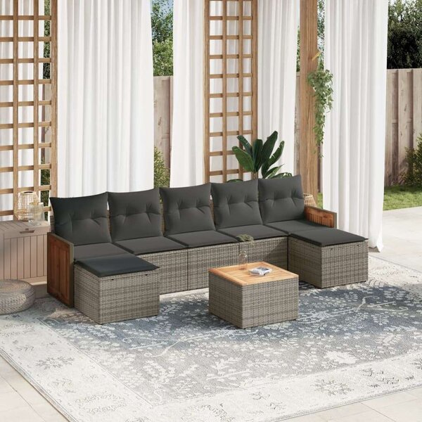 VidaXL Polyrattan Kerti Ülőgarnitúra - 8 részes - Szürke