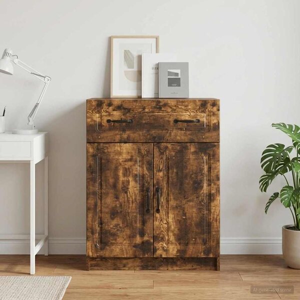 VidaXL Széf fiókkal Füstös Tölgy 66 x 34,5 x 87 cm Szerelt Fa