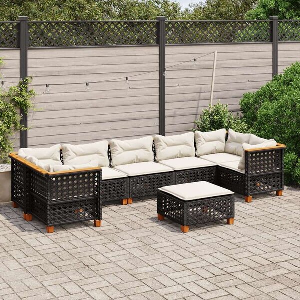 VidaXL Polyrattan Kerti Ülőgarnitúra - 8 részes - Fekete