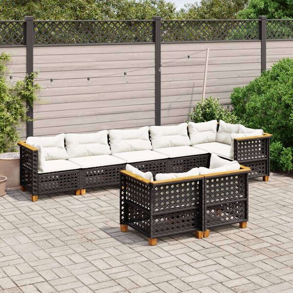 VidaXL Polyrattan Kerti Ülőgarnitúra - Fekete - 8 részes