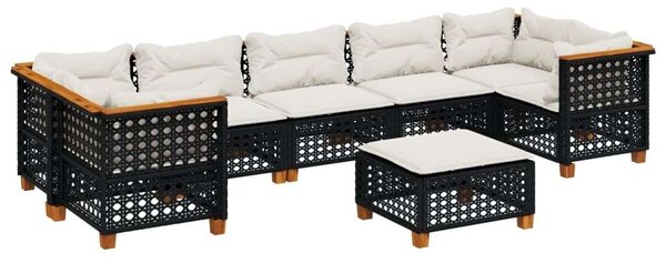 VidaXL Polyrattan Kerti Ülőgarnitúra - 8 részes - Fekete
