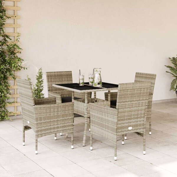 Polyrattan Kerti Étkezőgarnitúra - 5 részes - Szürke