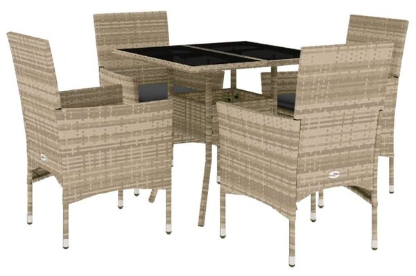Polyrattan Kerti Étkezőgarnitúra - 5 részes - Szürke