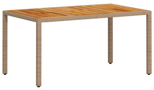 VidaXL - 5 részes Kerti Étkezőgarnitúra - Bézs Polyrattan/Akácfa