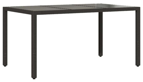 VidaXL Polyrattan Kerti Asztal - Üveglap - 150x90x75cm
