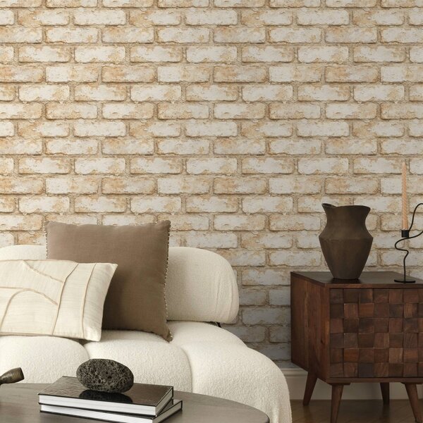Tapéta Öregített világos bézs tégla textúra, Tapétá loft stílusban, a01029 : Uwalls.hu