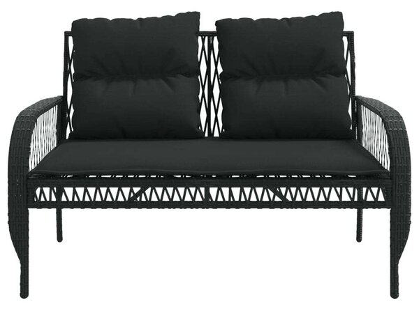 VidaXL 4 részes fekete polyrattan kerti ülőgarnitúra párnákkal