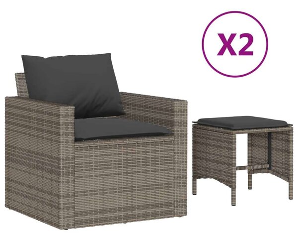 VidaXL Polyrattan Kerti Ülőgarnitúra - 4 részes - Szürke