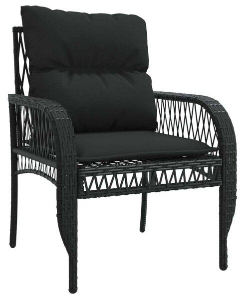 VidaXL 4 részes fekete polyrattan kerti ülőgarnitúra párnákkal