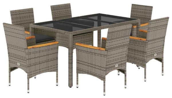 VidaXL Polyrattan Kerti Étkezőgarnitúra - 7 részes - Szürke