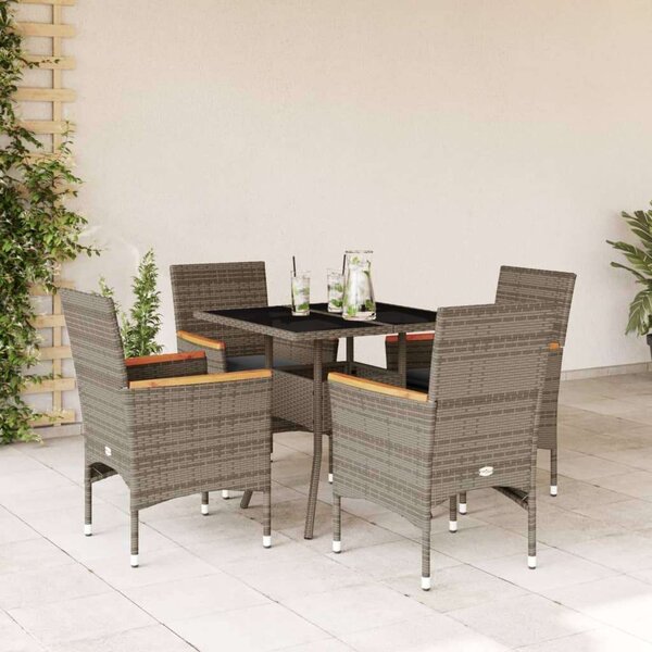 Polyrattan Kerti Étkezőgarnitúra - 5 részes - Szürke
