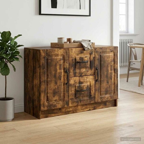 VidaXL Széf Füstös Tölgy 89 x 34,5 x 57 cm Szerelt Fa