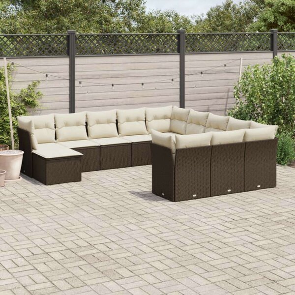 VidaXL Polyrattan Kerti Ülőgarnitúra - Barna - 12 részes