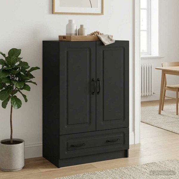 VidaXL Széf fiókkal Fekete 66 x 34,5 x 92 cm Szerelt Fa