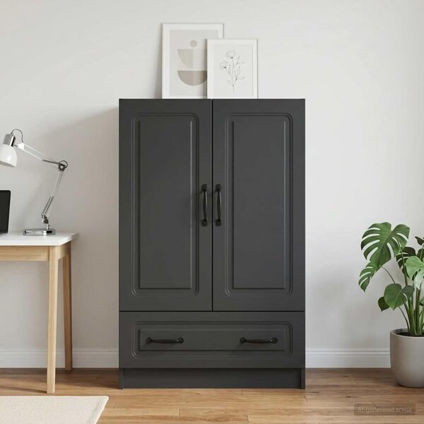 VidaXL Széf fiókkal Fekete 66 x 34,5 x 92 cm Szerelt Fa