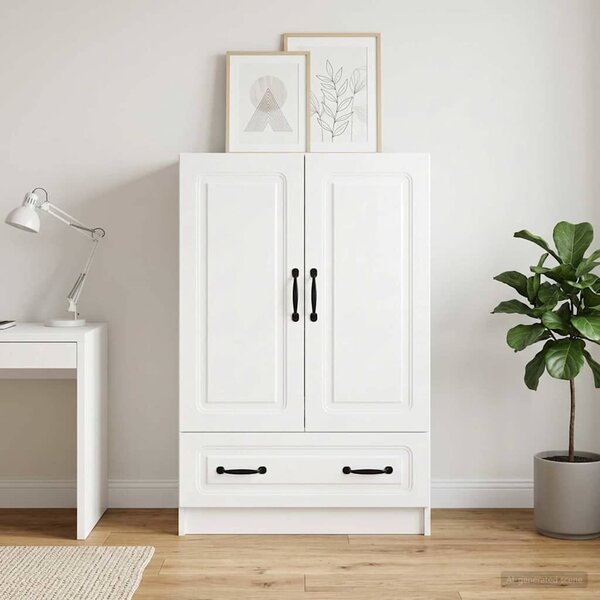 VidaXL Széf fiókkal Magasfényű Fehér 66 x 34,5 x 92 cm Szerelt Fa