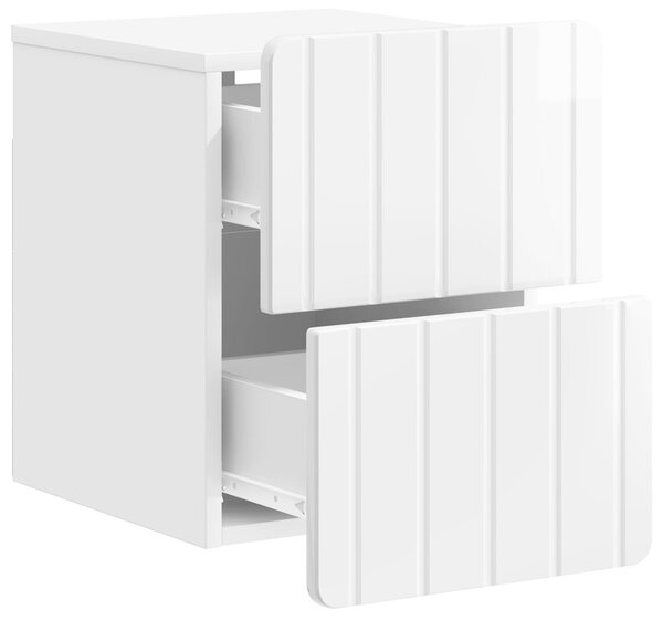VidaXL Fali éjjeli szekrény 2 pcs Magasfényű Fehér 33 x 34,5 x 43 cm