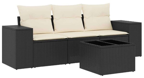 VidaXL Polyrattan Kerti Ülőgarnitúra - 4 részes - Fekete