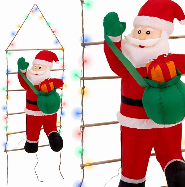 LED-es felfújható Mikulás létrán 145 cm
