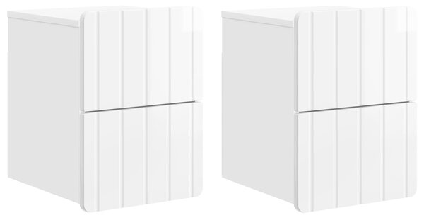 VidaXL Fali éjjeli szekrény 2 pcs Magasfényű Fehér 33 x 34,5 x 43 cm