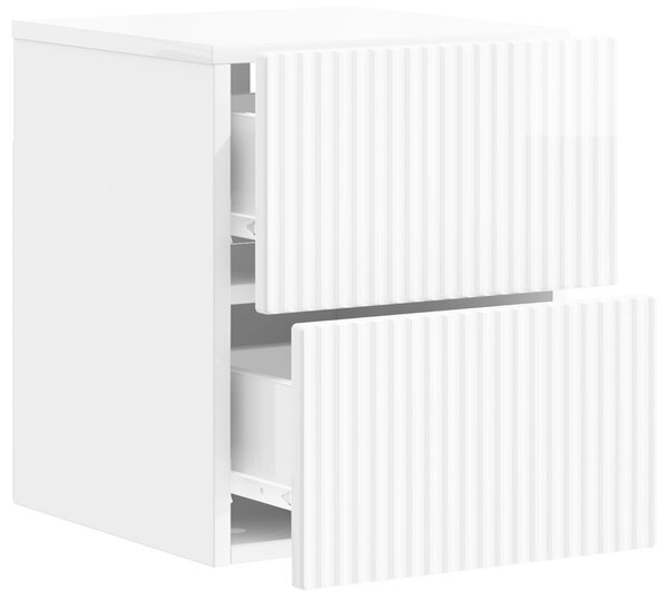 VidaXL Fali éjjeli szekrény 2 pcs Magasfényű Fehér 33 x 34,5 x 40 cm