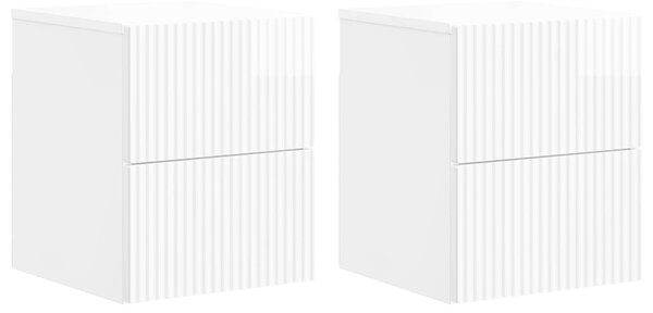 VidaXL Fali éjjeli szekrény 2 pcs Magasfényű Fehér 33 x 34,5 x 40 cm