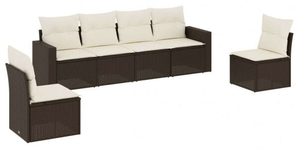 VidaXL Polyrattan Kerti Ülőgarnitúra - 6 részes, Barna