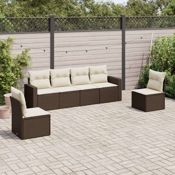 VidaXL Polyrattan Kerti Ülőgarnitúra - 6 részes, Barna