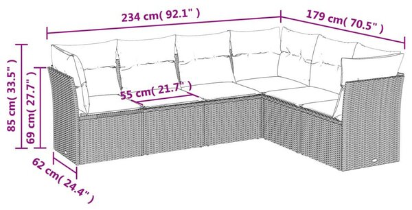 VidaXL Polyrattan Kerti Ülőgarnitúra - Fekete - 6 személyes