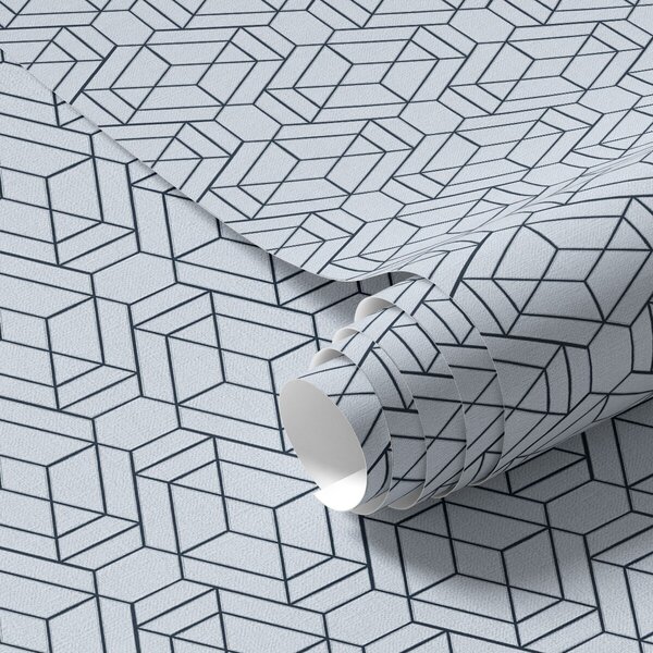 Tapéta Világoskék geometrikus kocka mintázat, Absztrakt tapétá, a01066 : Uwalls.hu