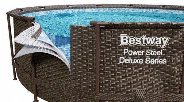 Rattan hatású fémvázas medence szett Bestway Steel Pro Max, 366x100cm 26in1