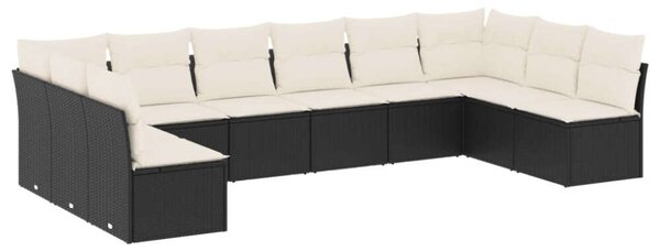 VidaXL Polyrattan Kerti Ülőgarnitúra - 10 részes - Fekete