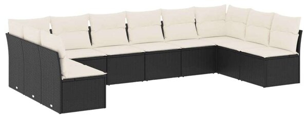VidaXL Polyrattan Kerti Ülőgarnitúra - 10 részes - Fekete