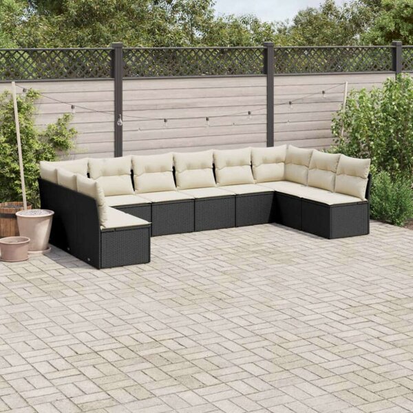 VidaXL Polyrattan Kerti Ülőgarnitúra - 10 részes - Fekete