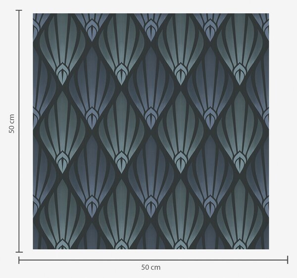 Tapéta Hűvös kék-szürke Art Deco, legyező alakú formákkal, Absztrakt tapétá, a01064v3 : Uwalls.hu