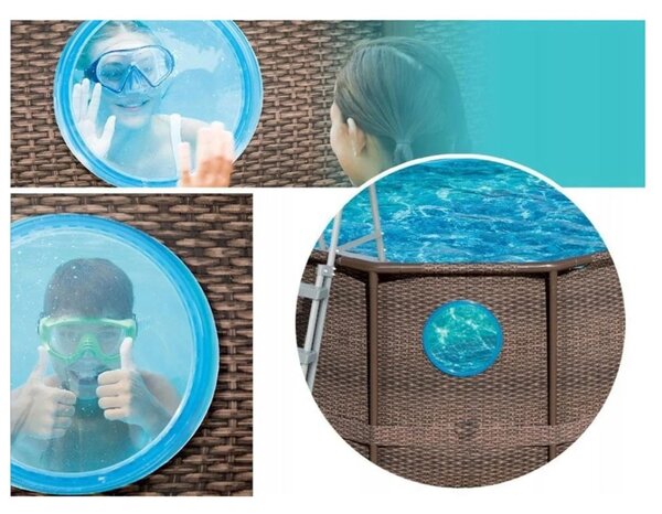 Rattan hatású fémvázas medence szett Bestway Steel Pro Max, 366x100cm 26in1