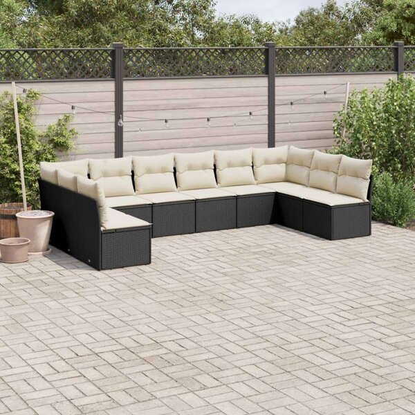 VidaXL Polyrattan Kerti Ülőgarnitúra - 10 részes - Fekete
