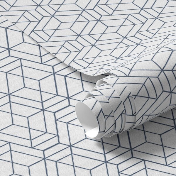 Tapéta Fehér háttér kék háromdimenziós geometriai kockákkal, Absztrakt tapétá, a01067 : Uwalls.hu