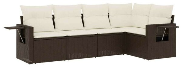 Polyrattan Kerti Ülőgarnitúra - 5 részes - Barna