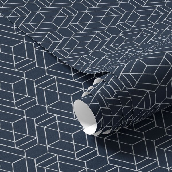 Tapéta Sötétkék geometrikus kocka rács, Absztrakt tapétá, a01066v1 : Uwalls.hu