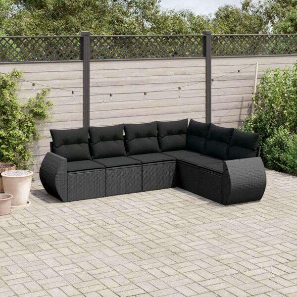 Polyrattan Kerti Ülőgarnitúra - 6 részes - Fekete