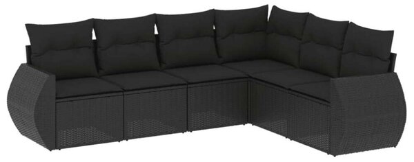 Polyrattan Kerti Ülőgarnitúra - 6 részes - Fekete