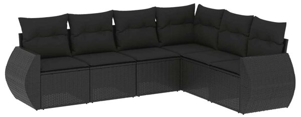 Polyrattan Kerti Ülőgarnitúra - 6 részes - Fekete
