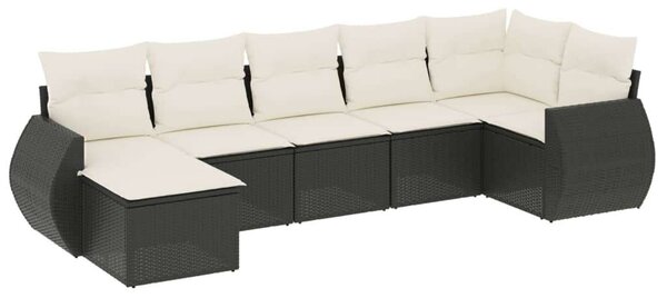 VidaXL Polyrattan Kerti Ülőgarnitúra - 7 részes - Fekete